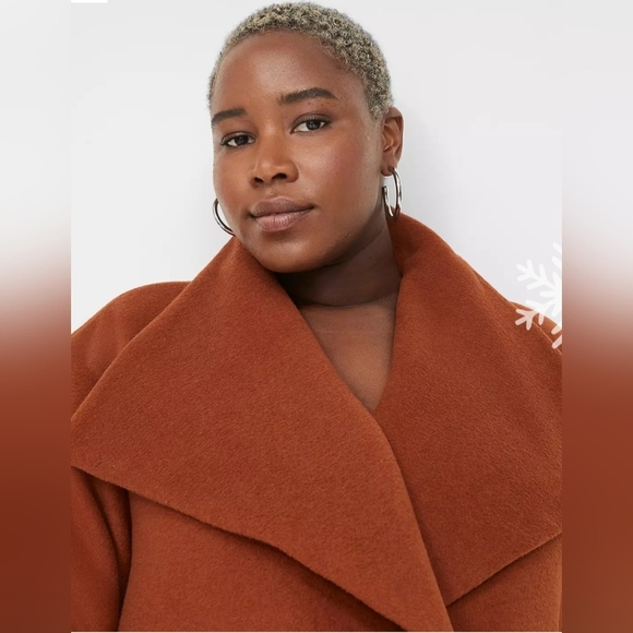 Shawl-Lapel Wool Blend Open-Front Coat "Sold Out" - Picture 3 of 16